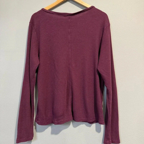 Cut Loose Tee Long Sleeve V Neck Textured XL Burgundy - Picture 2 of 5